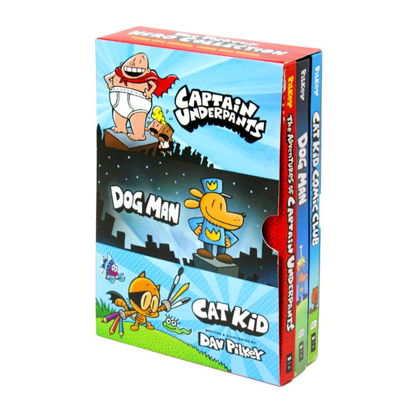 Dav Pilkey's Hero Collection: 3-Book Boxed Set( Adventures of Captain Underpants, Dog man, Cat Kid Comic Club