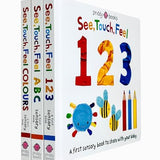 See, Touch, Feel First Sensory Book Collection 3 Books Set - See, Touch, Feel 123, ABC & Colours - Interactive Learning Books for Toddlers and Kids