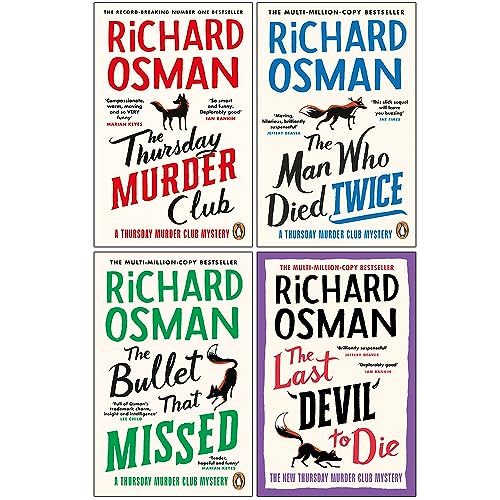 Richard Osman Collection 4 Books Set (The Thursday Murder Club, The Man Who Died Twice, The Bullet That Missed, The Last Devil To Die