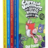 Captain Underpants Full Colour illustrated Series by Dav Pilkey 4 Books Collection Set (Two Pant-tastic Book 1-2, Two Wedgie-Powered Book 3-4, Two Turbo-Charged Book 5-6 and Two Super-Heroic Book 7-8)