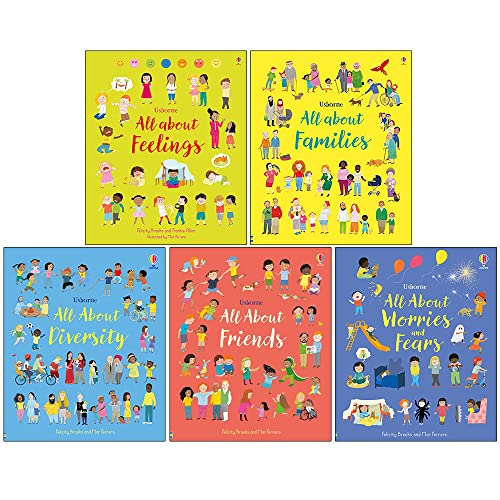 Usborne All About Feelings Friends And Families My First Books 5 Book Set By Felicity Brooks (All About Feelings, All About Families, All About Diversity, All About Friends & Worries and Fears)