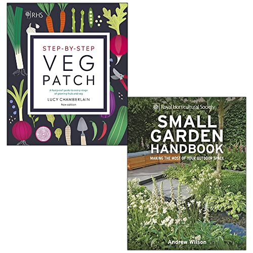 RHS Step-by-Step Veg Patch By Lucy Chamberlain & RHS Small Garden Handbook By Andrew Wilson 2 Books Collection Set