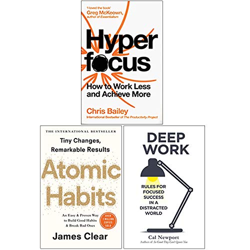 Hyperfocus, Atomic Habits, Deep Work 3 Books Collection Set