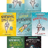 Narwhal and Jelly Series 7 Books Collection Set By Ben Clanton (Otter Friend, Unicorn of the Sea, Super Narwhal and Jelly Jolt, Peanut Butter and Jelly, Happy Narwhalidays, School of Awesomeness)