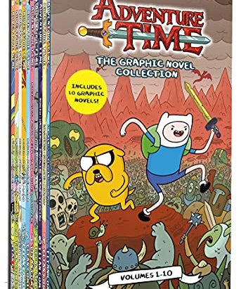 Photo of Adventure Time The Graphic Novel Collection Vol 1-10 on a White Background