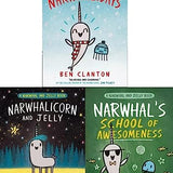 Narwhal and Jelly Series 3 Books Collection Set by Ben Clanton (Narwhalicorn and Jelly, School of Awesomeness, Happy Narwhalidays)