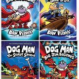 Dog Man Series 11-14 Collection 4 Books Set By Dav Pilkey (Twenty Thousand Fleas Under the Sea, The Scarlet Shedder, Big Jim Begins, Big Jim Believes) | Hardcover
