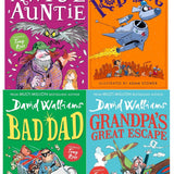 David Walliams 4 Books Collection Set Including Awful Auntie, Grandpa's Great Escape, Bad Dad and Robodog (Hardcover)