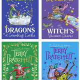 Terry Pratchett: Children's Circle Stories 4 Books Collection Set (Dragons at Crumbling Castle, The Witch's Vacuum Cleaner, Father Christmas's Fake Beard and The Time-travelling Caveman) Paperback
