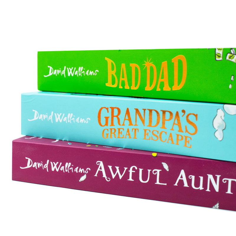 David Walliams 3 Funny Stories for Kids Ages 8+ Bad Day, Awful Auntie and Grandpa Great Escape Paperback Age 8+ Family Fun Stories