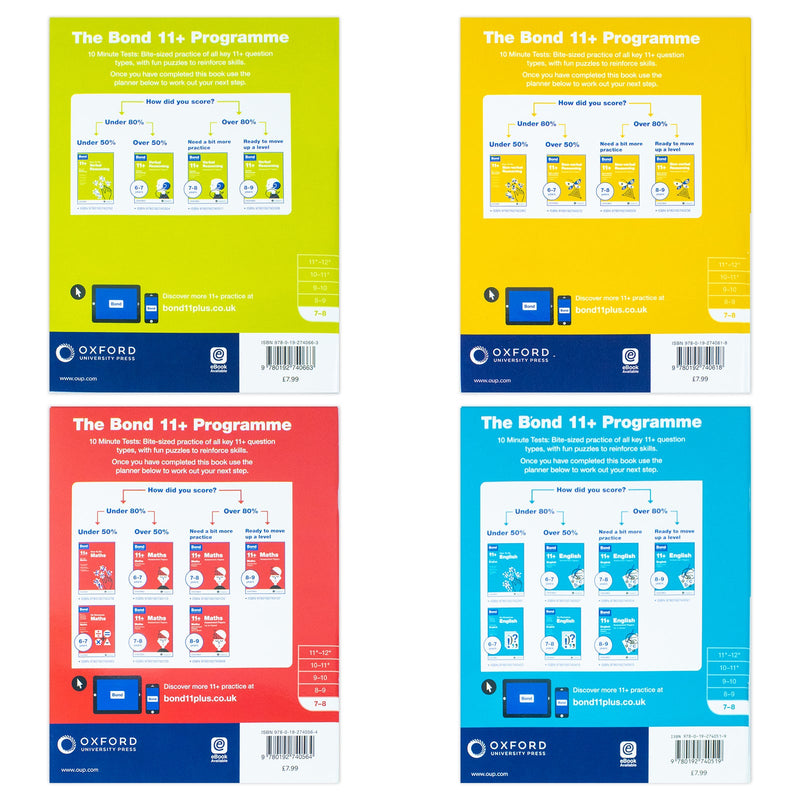 Bond 11+ Maths, English & More 10-Minute Test  Book – Ages 7-8| Practice Worksheets & Exercises to Enhance Learning & Prepare for Assessments
