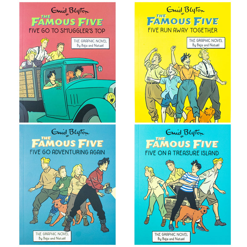 The Famous Five Graphic Novel 4 Books Collection Box Set By Enid Blyton (Five Go to Smuggler's Top, Five Run Away Together, Five Run Adventuring Again & Five on a Treasure Island)