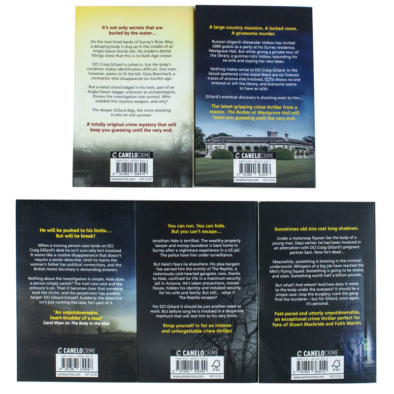 DCI Craig Gillard Crime Thrillers Series 5 Books Collection Set by Nick Louth  (Beneath the Willows, The Shadows, Under the Bridge, The Stairwell, Westgrave Hall)