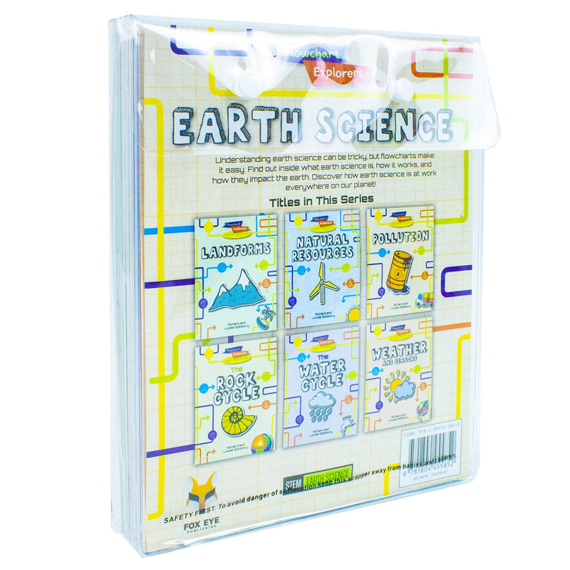 Flowchart Explorers Earth Science STEM 6 Books Set (Landforms, Natural Resources, Pollution, Rock Cycle, Water Cycle, Weather)