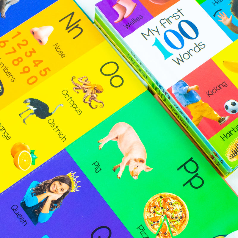 y First 100 Words Box Set 4 Board Books Collection Set(Words, Animals, Colours, Shapes and Numbers, Letters and Phonics)