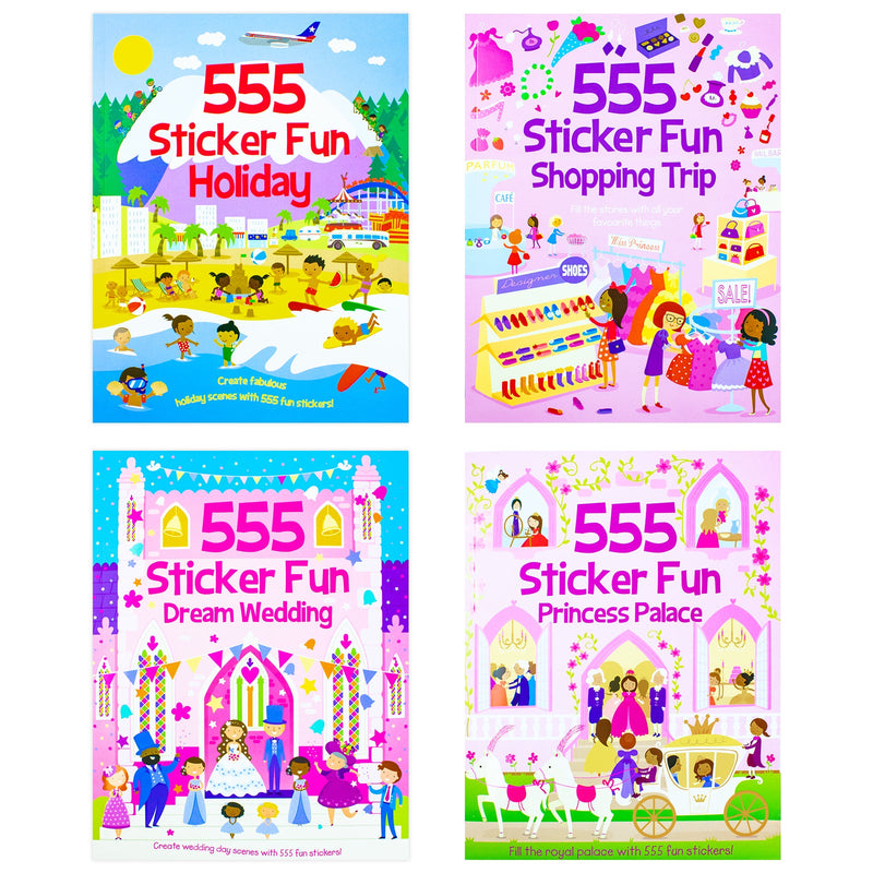 Sticker Dress Up 4 Activity Book Collection Set, My Day Out Fashion Shopping, Holiday, Princess Palace and Wedding: (Over 555 Fun Stickers in Each Book)