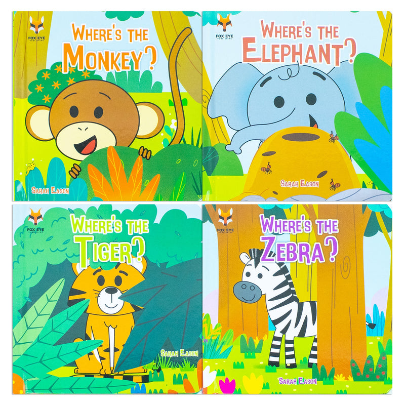 Where's the Monkey? And Friends 4 Books Collection Set (Monkey, Elephant, Tiger, Zebra)