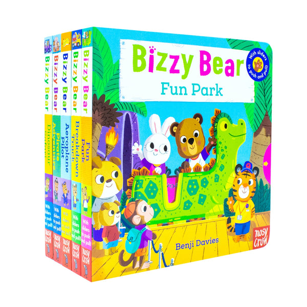 Bizzy Bear Series 5 Books Collection Bundle Set By Benji Davies [Fun Park, Breakdown Truck, Aeroplane Pilot, Pirate Adventure, Dinosaur Safari