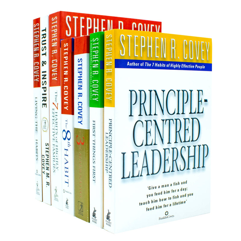 Stephen R. Covey 7 Books Collection Set (The Third Alternative, Trust & Inspire, Living the 7 habbits  & Many More!)