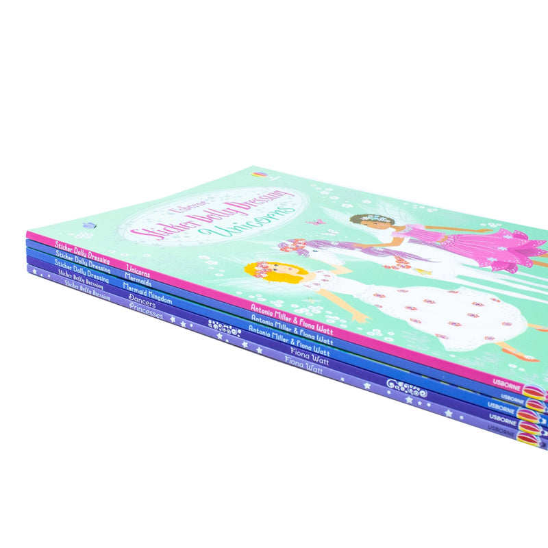 Usborne Sticker Dolly Dressing 5 Books Set Collection By Antonia Miller & Fiona Watt