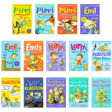 Astrid Lindgren Collection 14 Books Set (The Children of Noisy Village, Happy Times,Nothing but Fun, The World's Best Karlsson,Flies Again,on the Roof,Pippi Longstocking,Emil's Clever Pig & More)