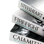 Photo of Brandon Sanderson Reckoners Series 3 Books Set Collection Spines on a White Background