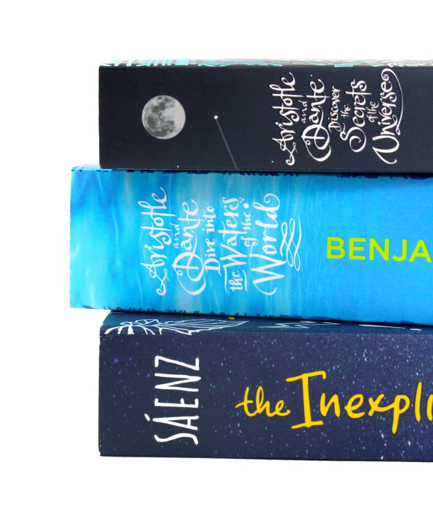 Photo of Benjamin Alire Saenz 3 Book Collection Set Spines on a White Background