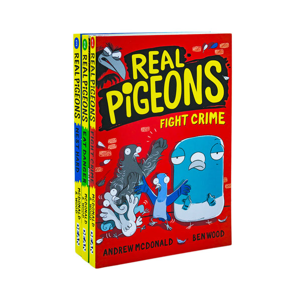 Real Pigeons Series Children Collection 3 Books Set By Andrew McDonald (Real Pigeons Fight Crime, Real Pigeons Eat Danger & Real Pigeons Nest Hard)