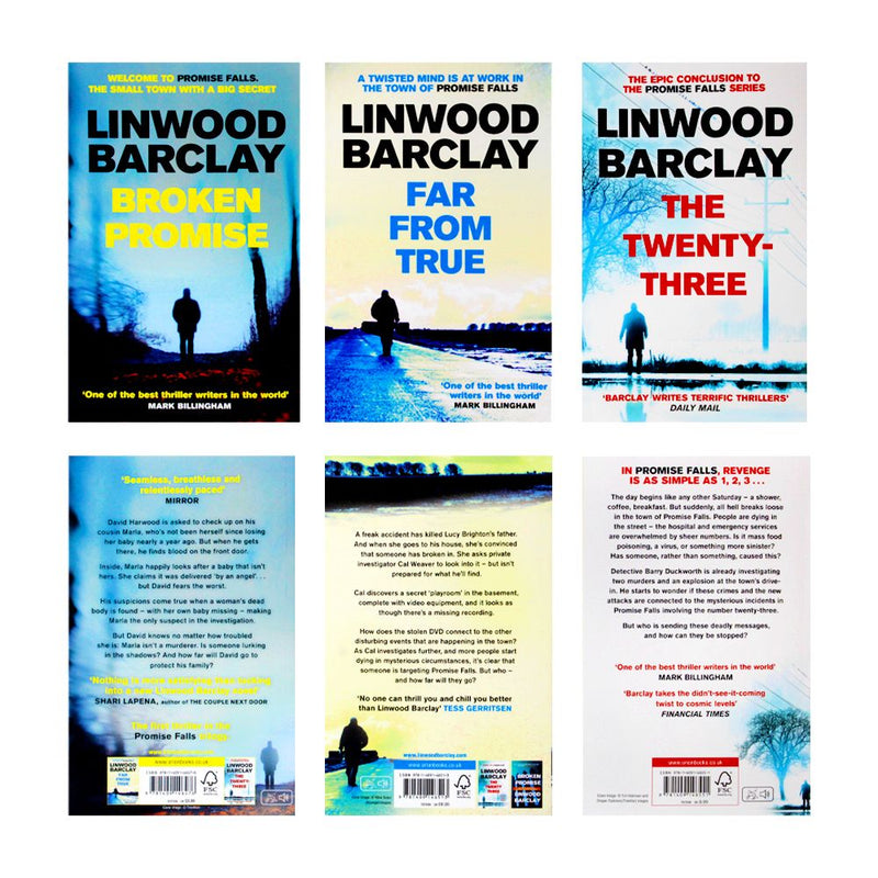 Promise Falls Trilogy Series 3 Books Collection Set by Linwood Barclay (Broken Promise, Far From True & The Twenty-Three)