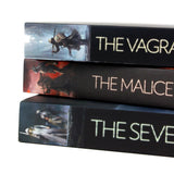 Photo of The Vagrant Trilogy Spines by Peter Newman on a White Background