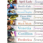 Photo of Georgette Heyer 10 Books Collection Set Spines on a White Background