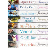 Photo of Georgette Heyer 10 Books Collection Set Spines on a White Background