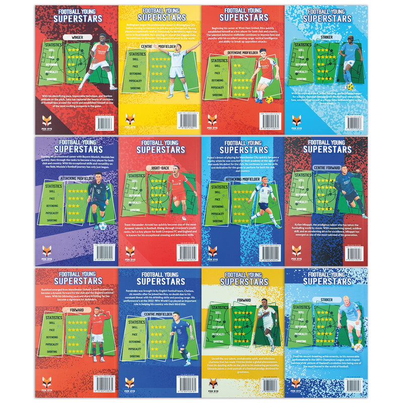 Football Young Superstars 12 Books Box Set (Jude Bellingham, Marcus Rashford, Phil Foden, Bukayo Saka, Kylian Mbappe, Erling Haaland, Jamal Musiala, Vinicius Junior)