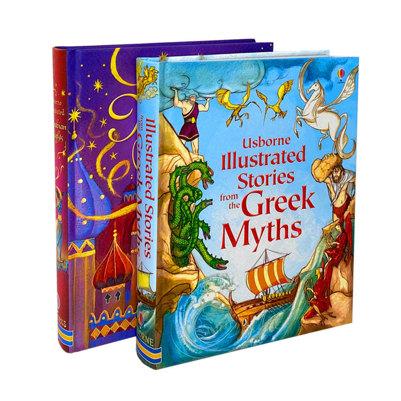 Usborne Illustrated Story Collection Set 2 Books Greek Myths Arabian Nights