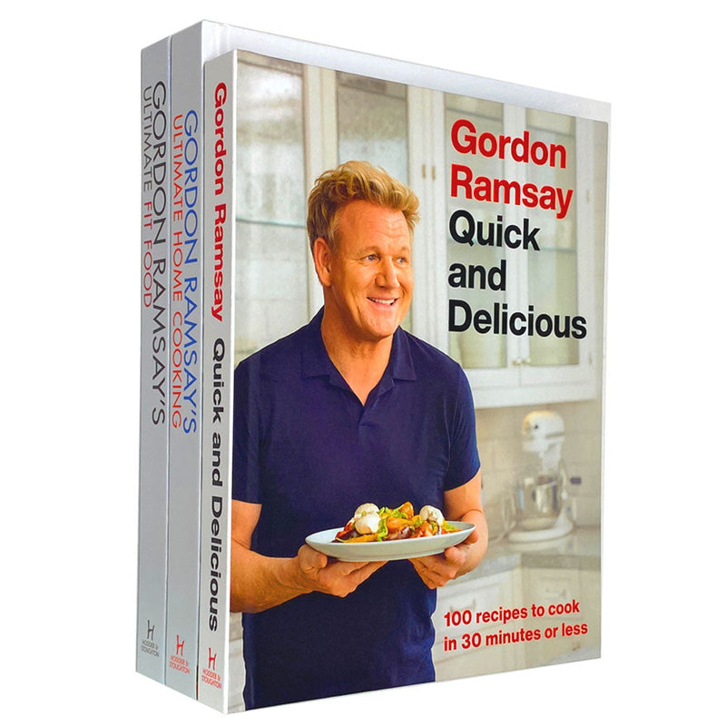 Photo of Quick and Delicious, Ultimate Home Cooking and Ultimate Fit Food 3 Books Set by Gordon Ramsay on a White Background