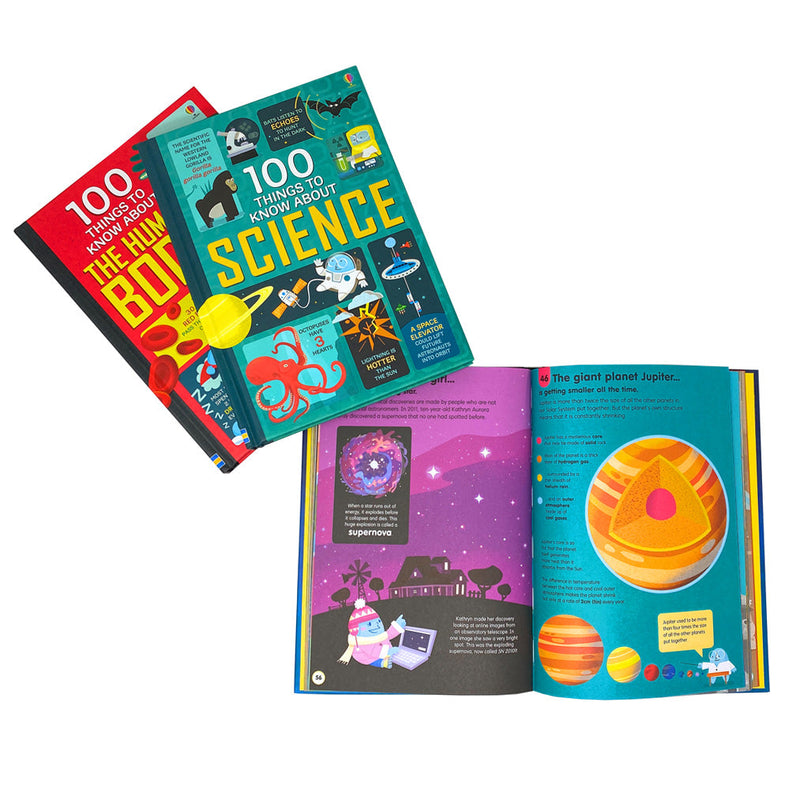 100 Things to Know About Space, Science and Human Body 3 Books Set Collection by Alex Frith , Jerome Martin & Alice James