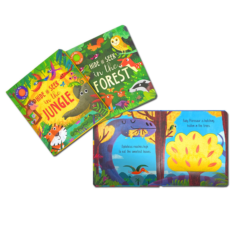 Hide and Seek Touch & Feel Lift the Flap 5 Books Collection Box Set (Forest, Sea, Farm Animals, Jungle & Dinosaurs)