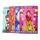 Enola Holmes Mystery Series 4 book Set Collection By Nancy Springer ( Missing Marquess, Peculiar Pink, Left Handed, Bizarre Bouquets)