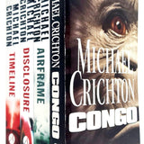 Michael Crichton 4 Book Set Collection Disclosure, Congo, Airframe, Timeline