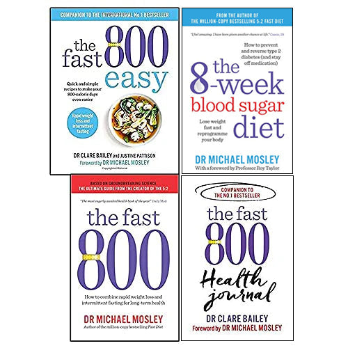 The Fast 800 Series Collection 4 Books Set (Easy, The 8-Week Blood Sugar Diet, Weight loss, Health Journal)