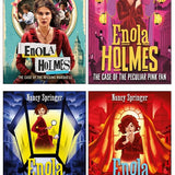 Enola Holmes Mystery Series 4 book Set Collection By Nancy Springer ( Missing Marquess, Peculiar Pink, Left Handed, Bizarre Bouquets)