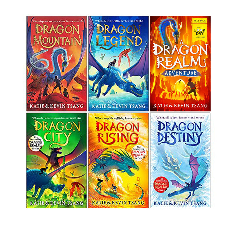 Dragon Realm Series 6 Books Collection Set Including World Book Day By Katie Tsang & Kevin Tsang (Dragon Realm, Dragon Mountain, Dragon Legend, Dragon City, Dragon Rising & Dragon Destiny)