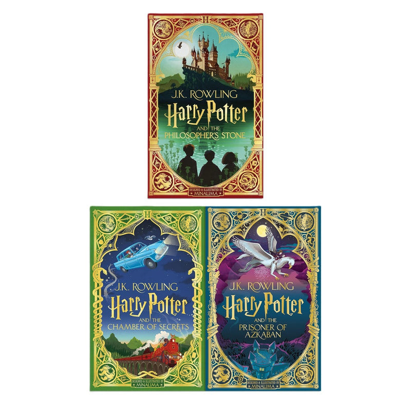 Harry Potter Mina Lima Edition Series Collection 3 Books Set by J.K. Rowling (The Chamber of Secrets,The Philosopher’s Stone & Prisoner of Azkaban)