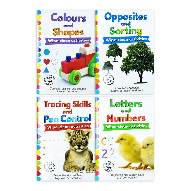 Let's Get Ready for School Wipe Clean Early Learning Activity 4 Book Set Inc Pen