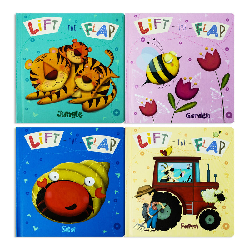 My First Lift the Flap Board Book Collection 4 Books Set (Farm, Sea, Garden, Jungle)