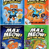 Max Meow 4 Books A Graphic Novel Collection Set By John Gallagher(Max Meow Cat Crusader, Donuts and Danger, Pugs from Planet X, Taco Time Machine)
