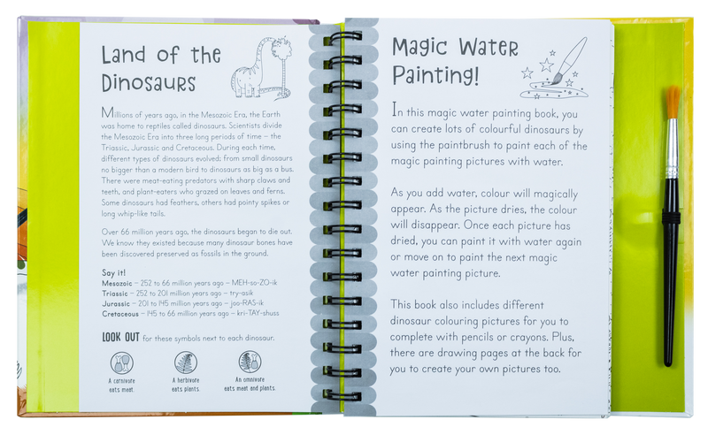 Magic Water Colouring Activity Collection 3 Book Set By Jenny Copper( Wheel & Steel Machines, Farm, Dinosaurs)