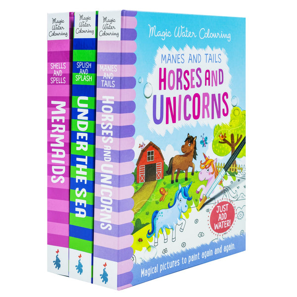 Magic Water Colouring Activity Collection 3 Book Set By Jenny Copper(Horses & Unicorns, Mermaids, Under the Sea)