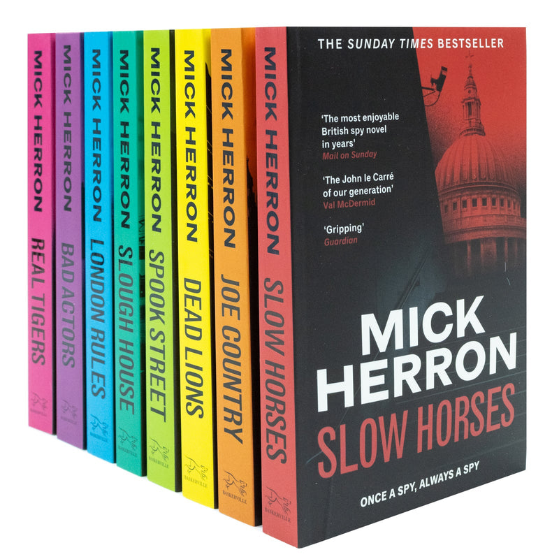 Slough House Thriller Series 8 Books Collection Set By Mick Herron (Slow Horses, Dead Lions, Real Tiger, Spook Street, London Rules, Joe Country, Slough House and Bad Actors)