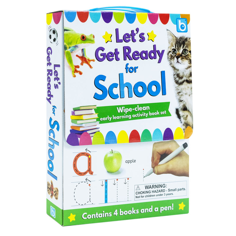 Let's Get Ready for School Wipe Clean Early Learning Activity 4 Book Set Inc Pen